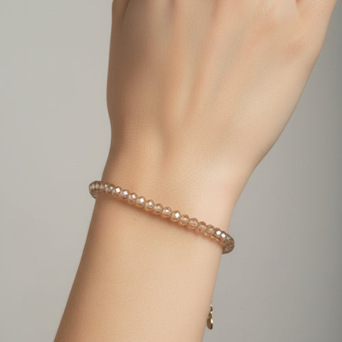 Armband facetkralen BY SANNE beige model