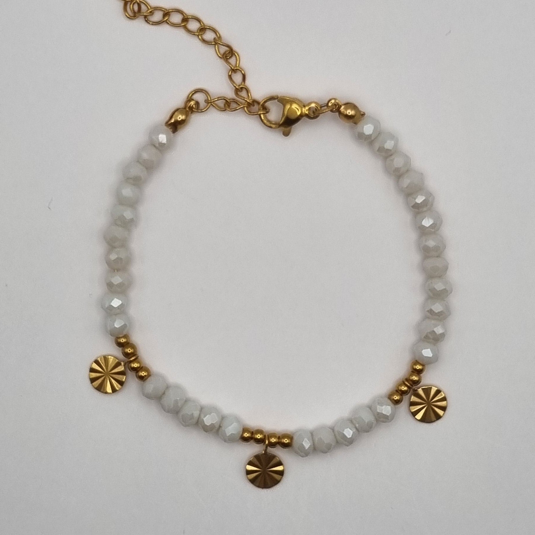 Armband kralen met muntjes RVS BY SANNE goud