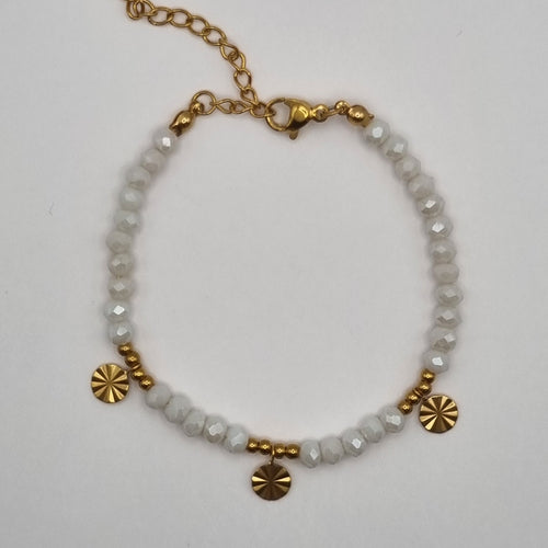 Armband kralen met muntjes RVS BY SANNE goud