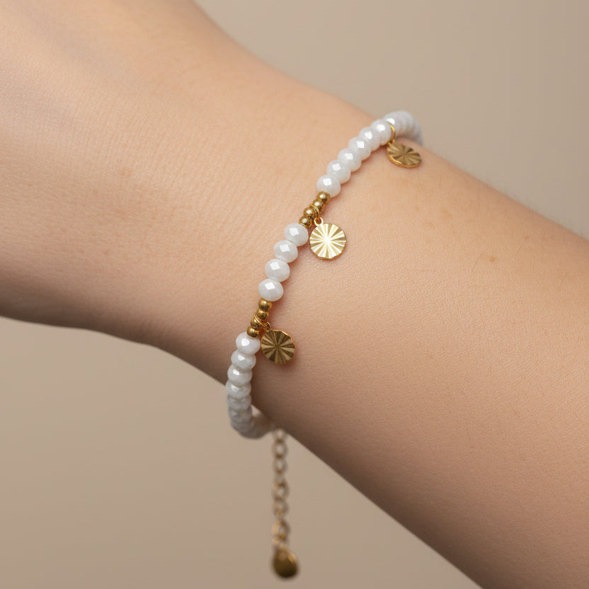 Armband kralen met muntjes RVS BY SANNE goud model