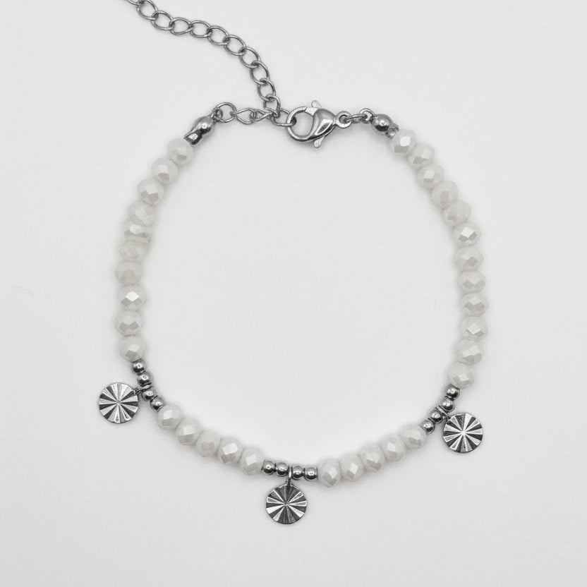 Armband kralen met muntjes RVS BY SANNE zilver