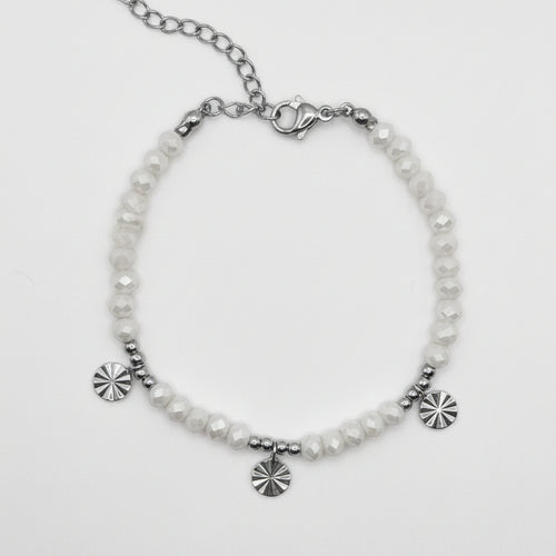 Armband kralen met muntjes RVS BY SANNE zilver