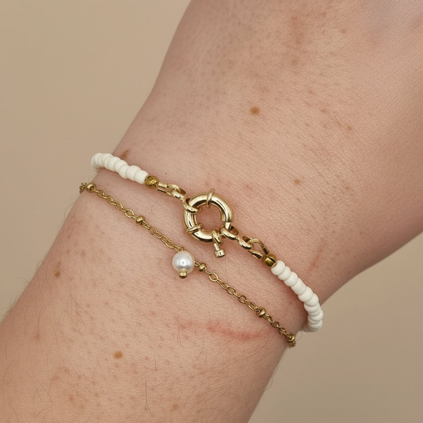 Armband met boeislot RVS BY SANNE wit model
