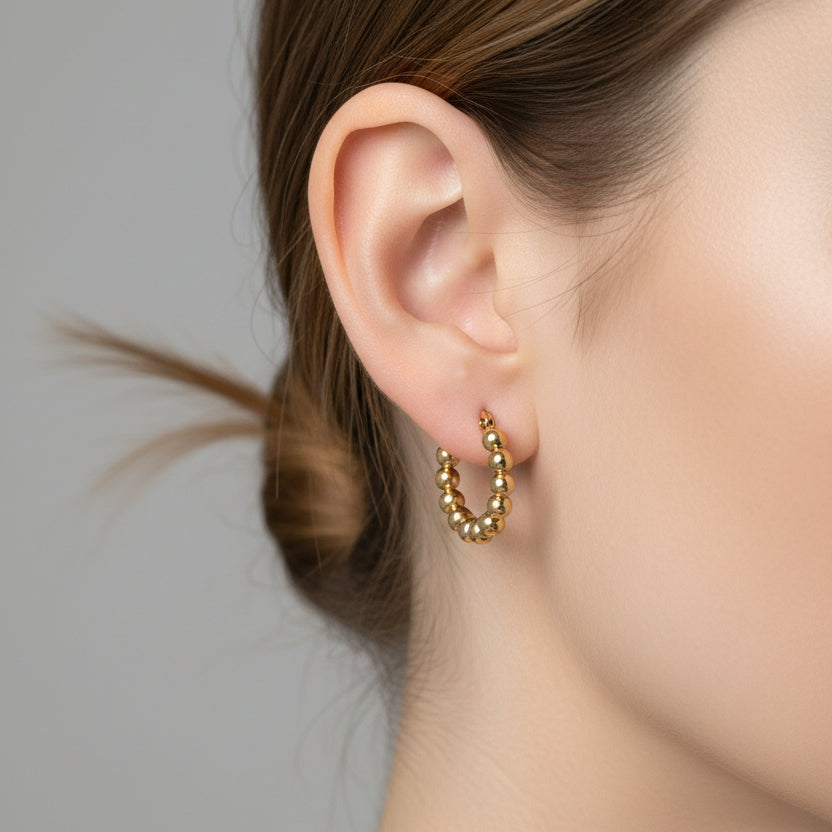 Creolen bolletjes RVS BY SANNE goud model