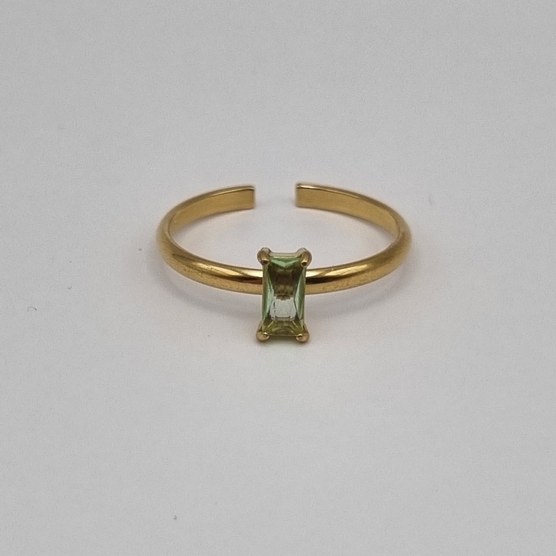 Geboortesteen ring aug RVS verstelbaar