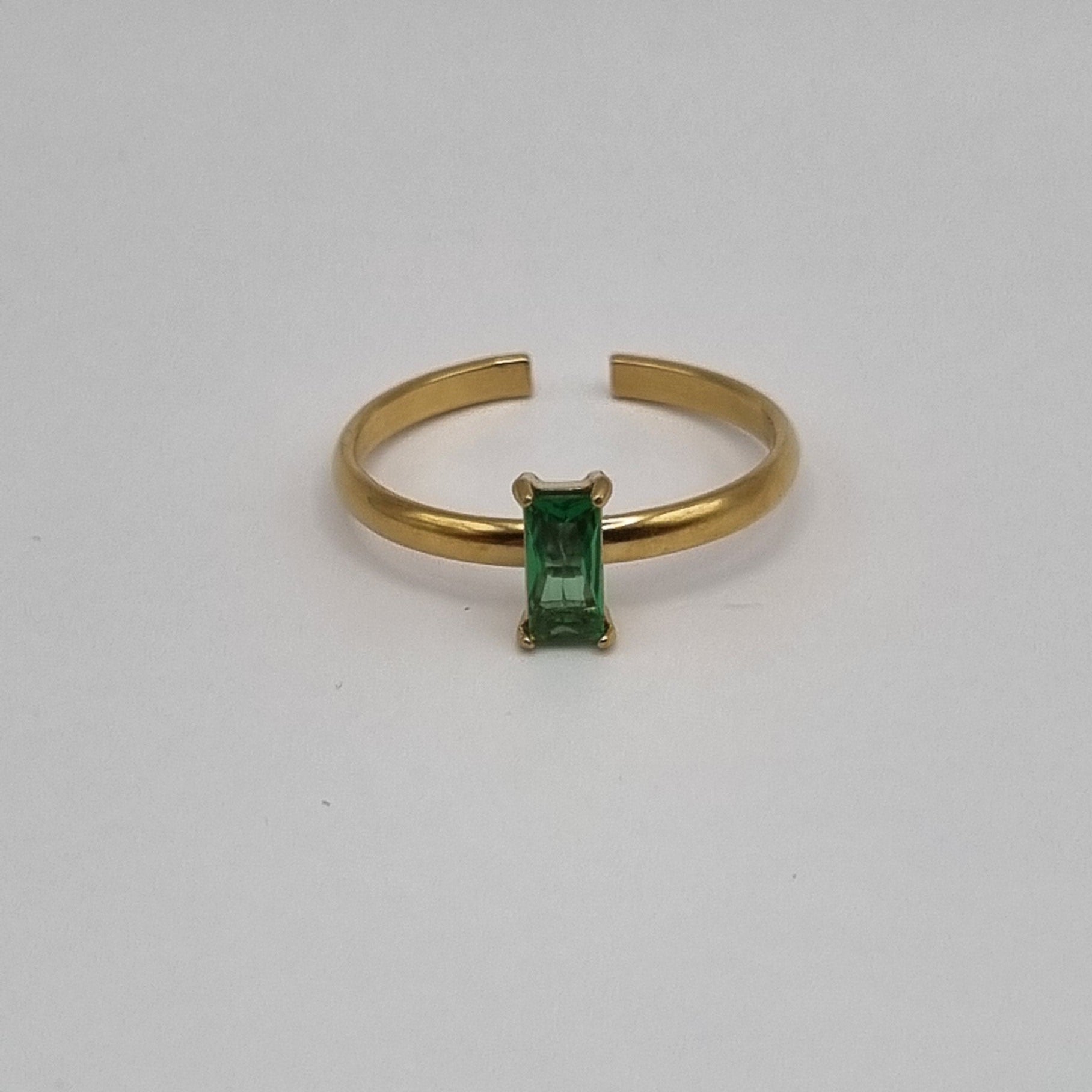 Geboortesteen ring mei RVS verstelbaar