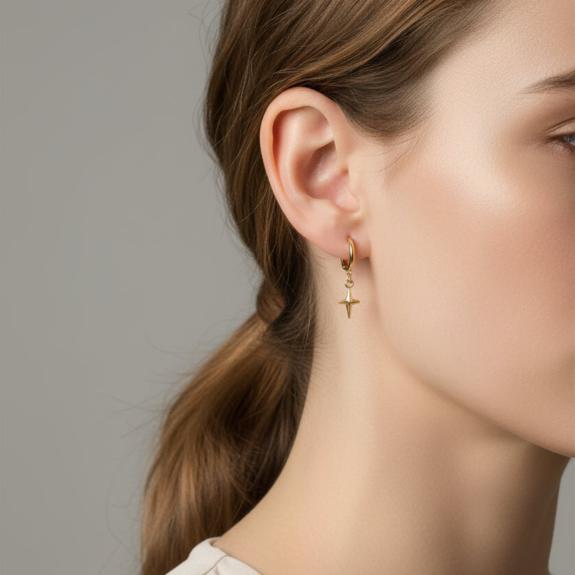 Oorbellen ster RVS handgemaakt BY SANNE model