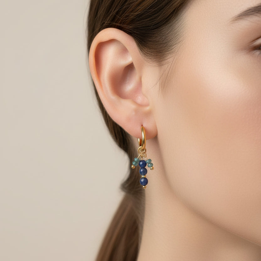 Oorringen kralen 2 BY SANNE blauw model