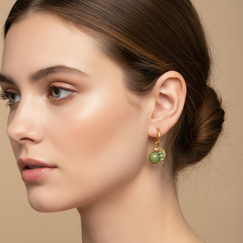 Oorringen met agaat en bedels BY SANNE goud en zilver model
