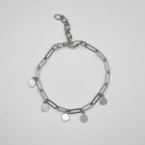 RVS amrband bedels met muntjes BY SANNE zilver