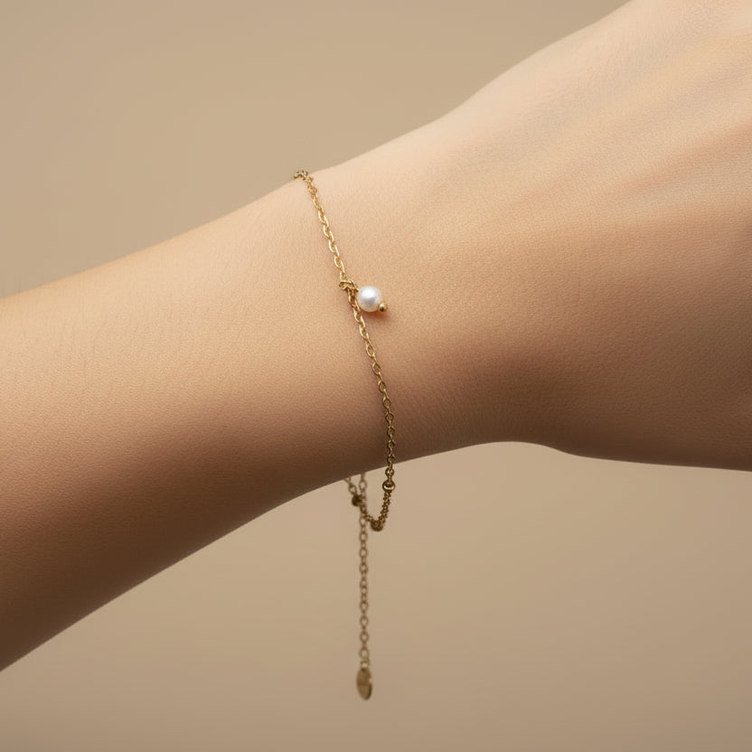 RVS armband met parel BY SANNE goud model