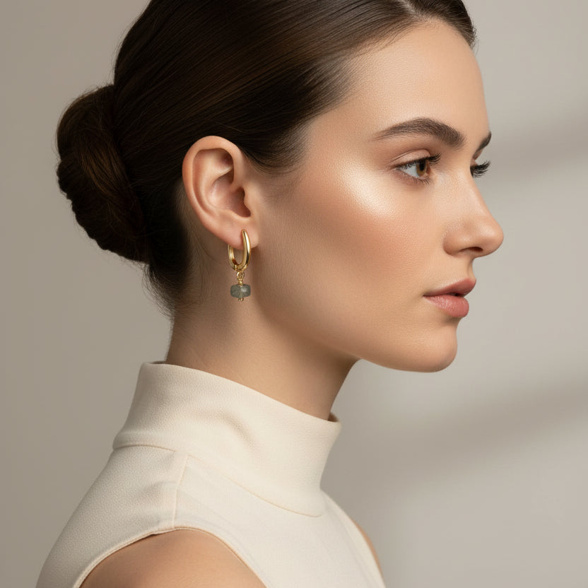 RVS oorbellen agaat try in BY SANNE