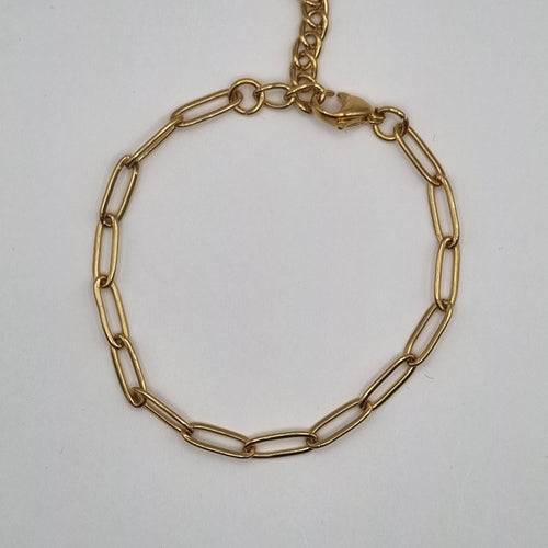 RVS paperclip chain armband BY SANNE goud