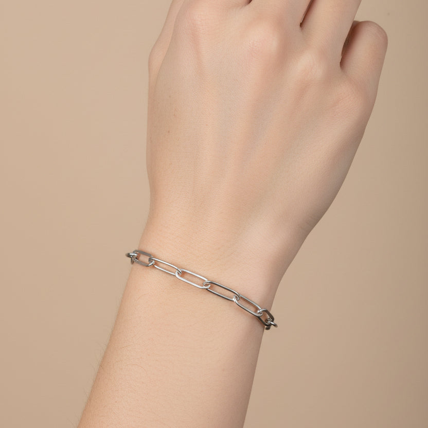 RVS paperclip chain armband BY SANNE zilver model