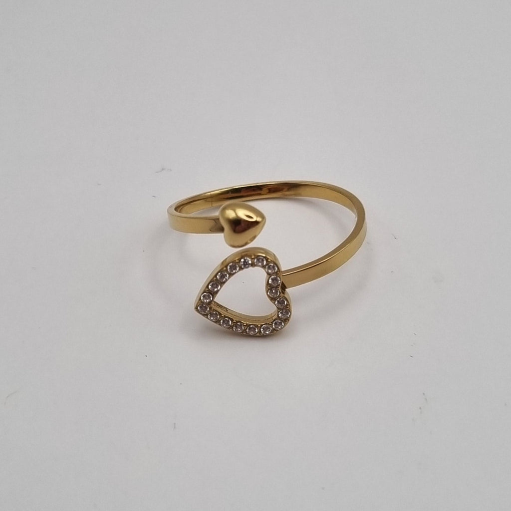 RVS ring 2 hartjes BY SANNE goud