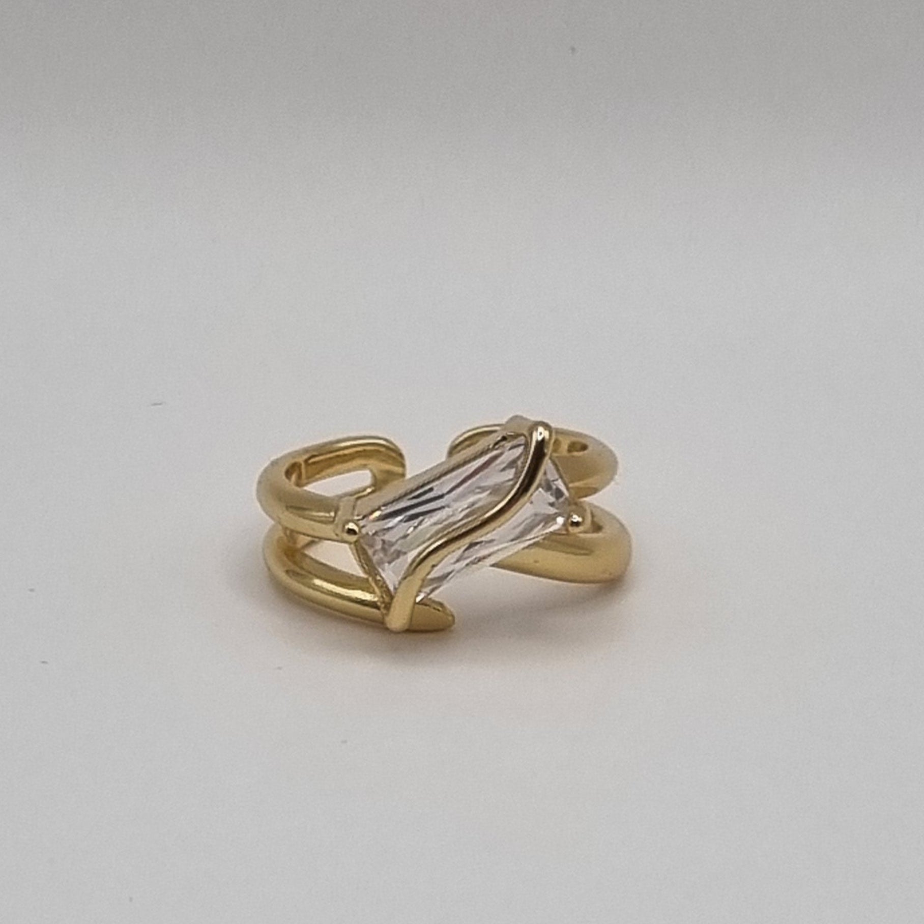 RVS ring abstract met zirconia verstelbaar goud BY SANNE