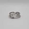 RVS ring abstract met zirconia zilver verstelbaar BY SANNE