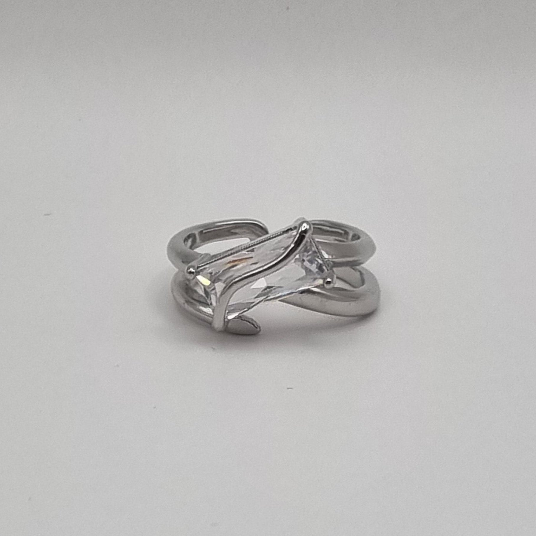 RVS ring abstract met zirconia zilver verstelbaar BY SANNE