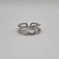 RVS ring abstract zirconia verstelbaar zilver BY SANNE