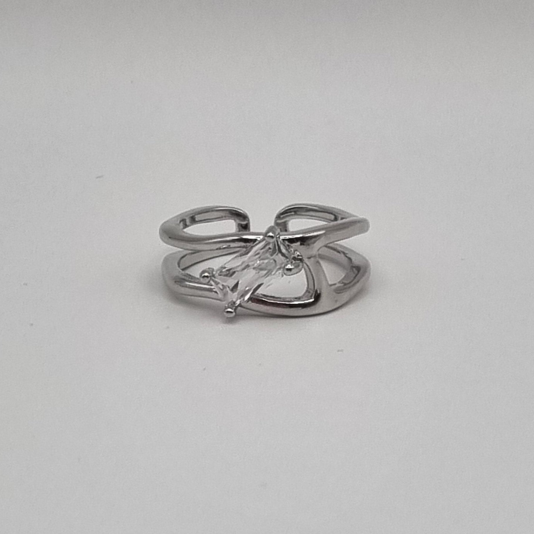 RVS ring abstract zirconia verstelbaar zilver BY SANNE