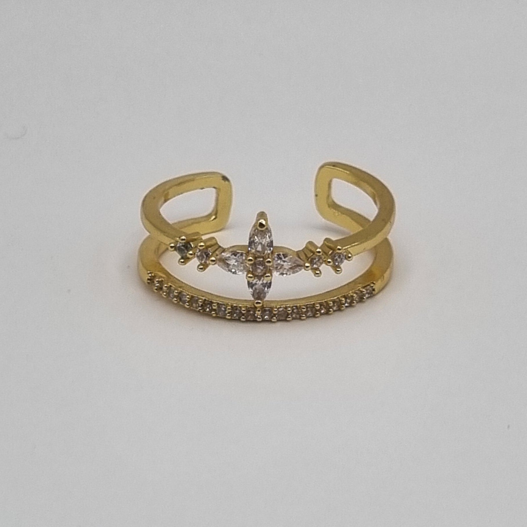 RVS ring dubbel met zirconia goud BY SANNE