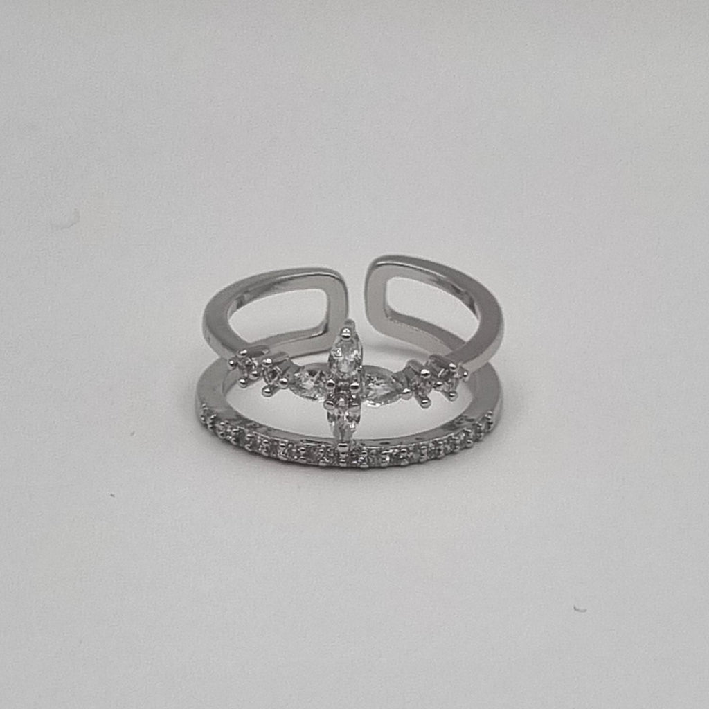 RVS ring dubbel met zirconia zilver BY SANNE