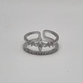 RVS ring dubbel met zirconia zilver BY SANNE