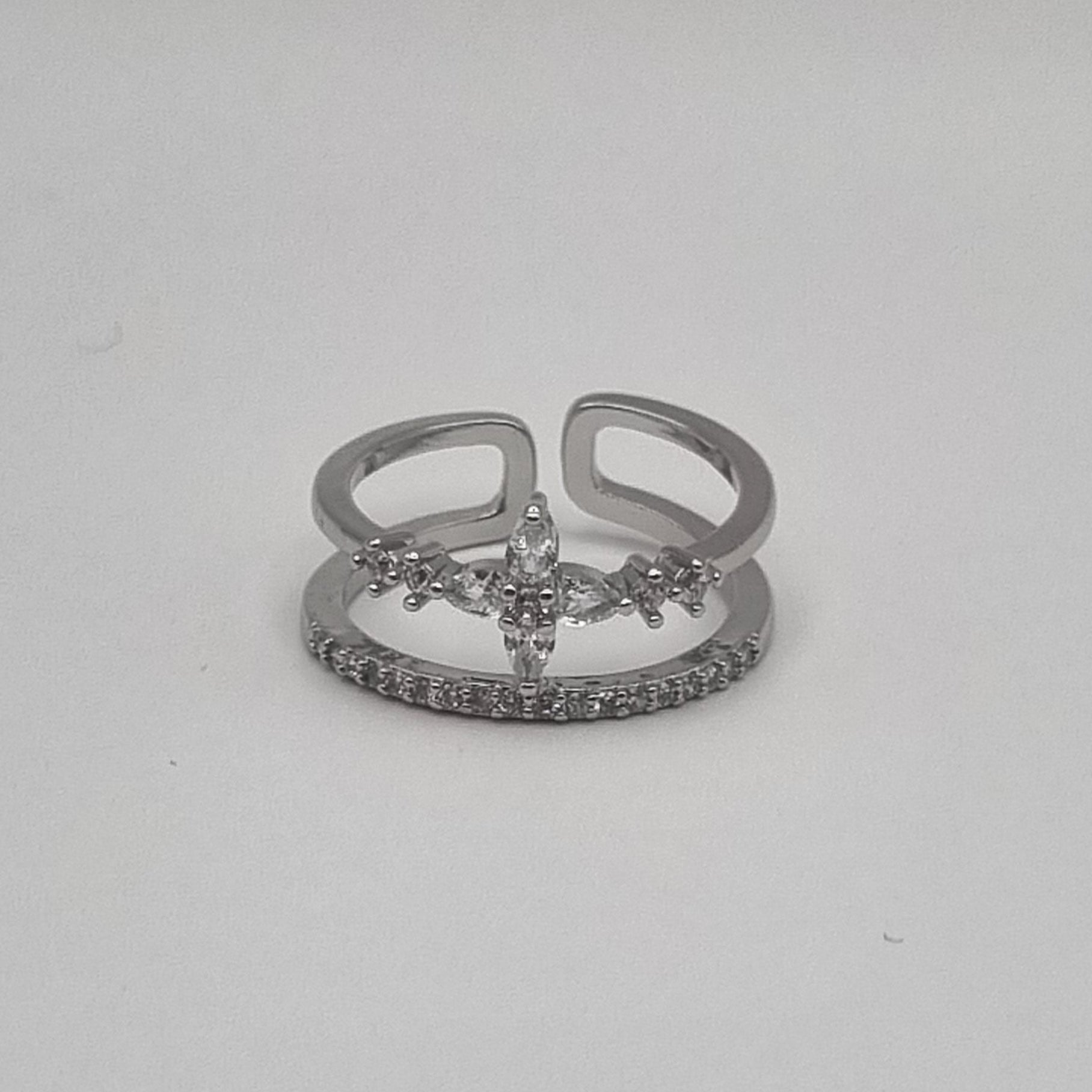 RVS ring dubbel met zirconia zilver BY SANNE