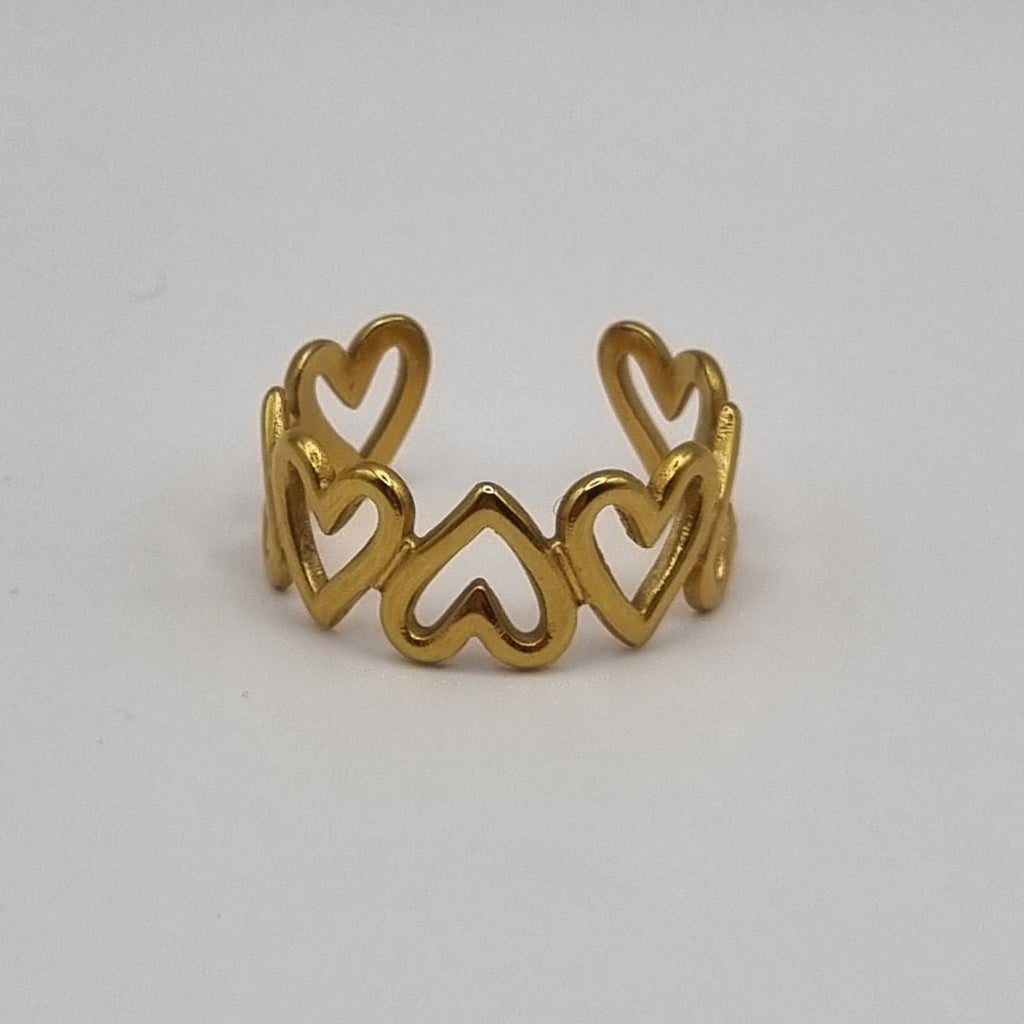 RVS ring hartjes goud BY SANNE
