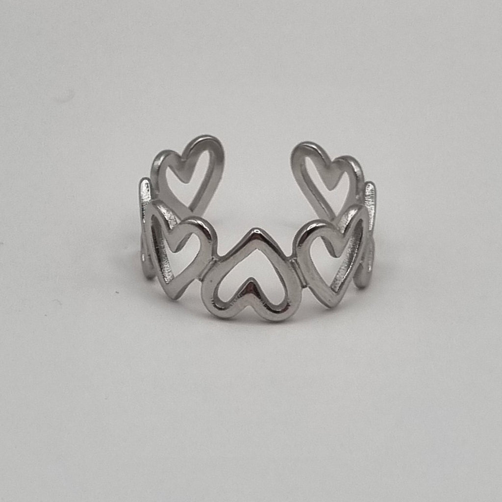 RVS ring hartjes zilver BY SANNE