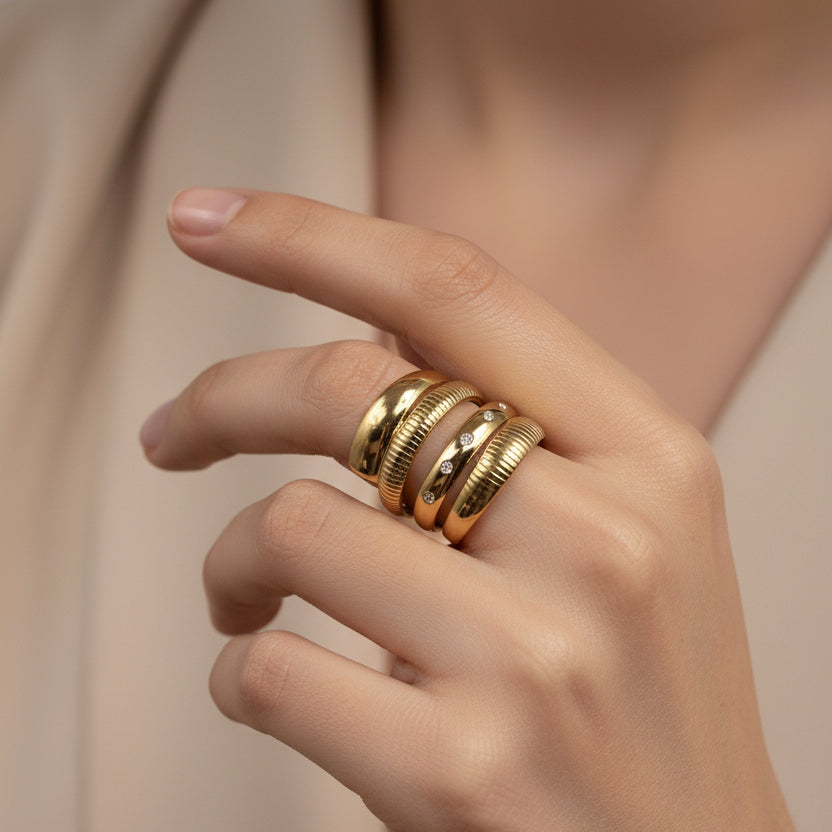 RVS ring meerlaangs BY SANNE verstelbaar goud model