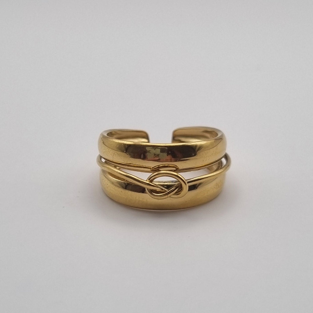 RVS ring verstelbaar Knoop By Sanne goud