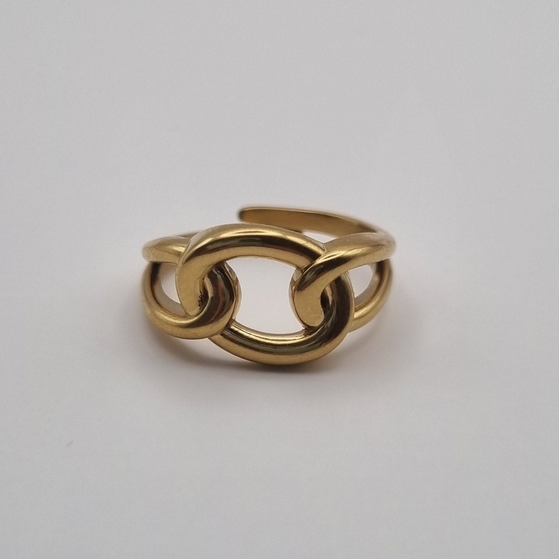 RVS ring verstelbaar Linked BY SANNE goud