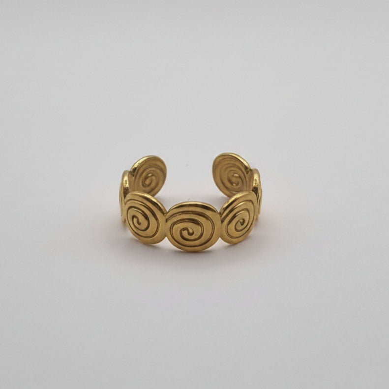 RVS ring verstelbaar Swirls BY SANNE goud