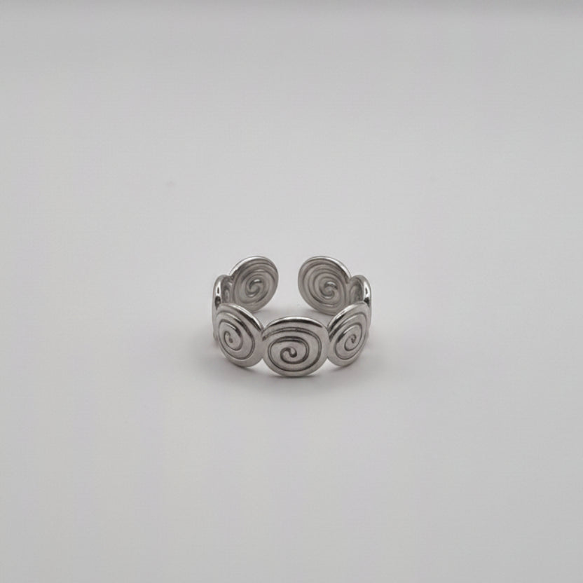 RVS ring verstelbaar Swirls BY SANNE zilver