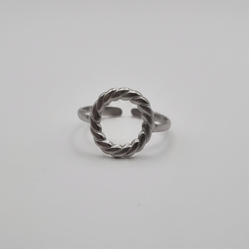 RVS ring verstelbaar Woven BY SANNE zilver