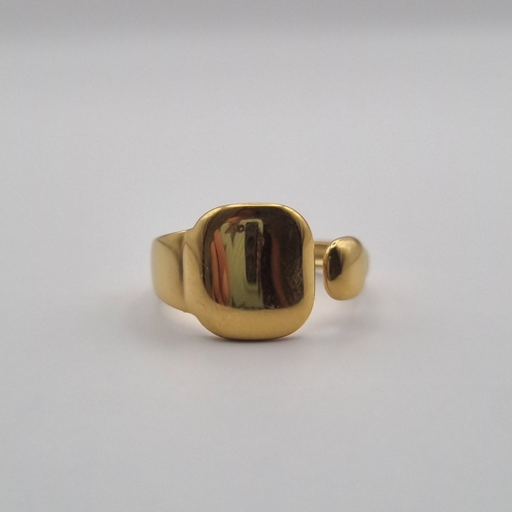 RVS ring verstelbaar vierkant BY SANNE goud