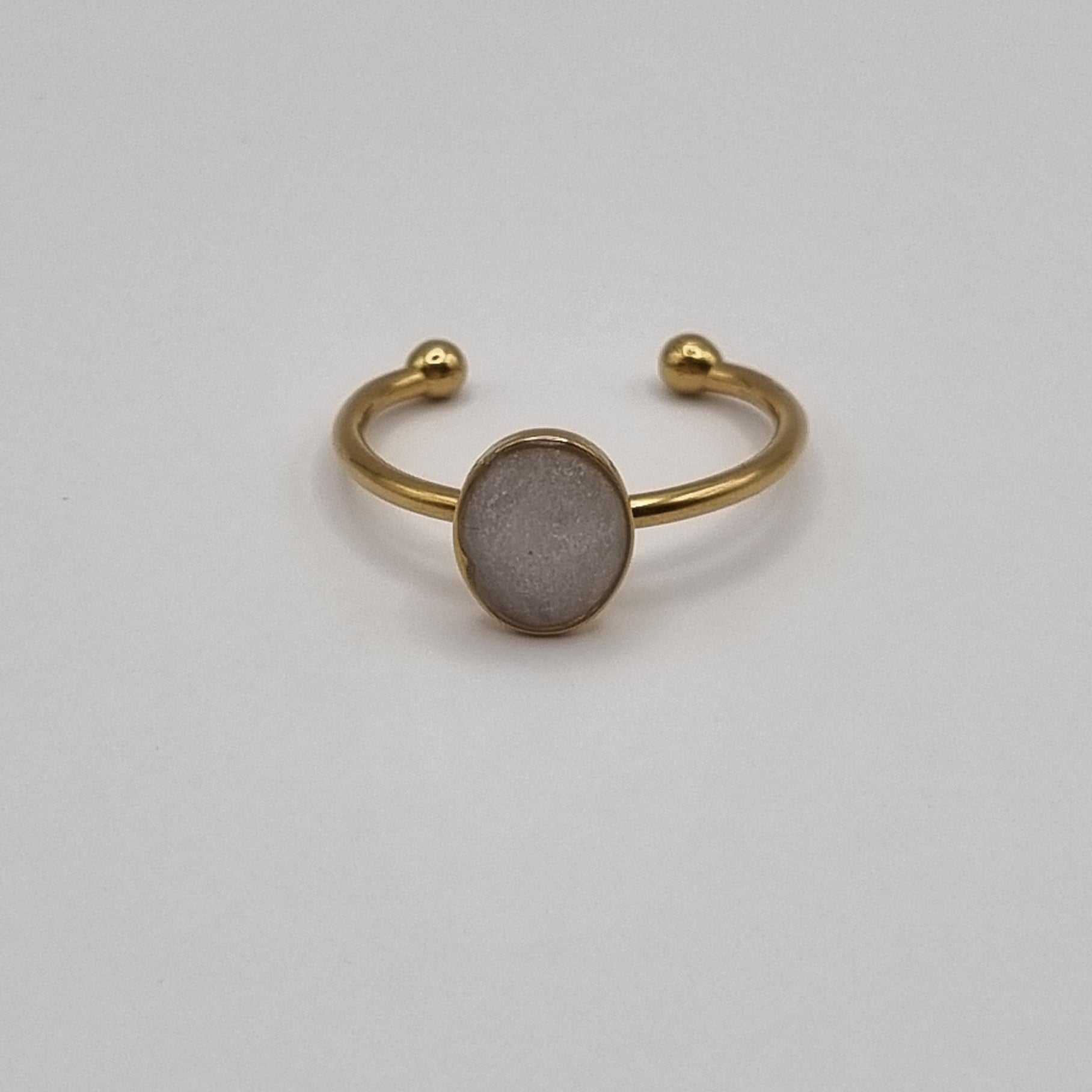 RVS ring verstelbaar parelmoer