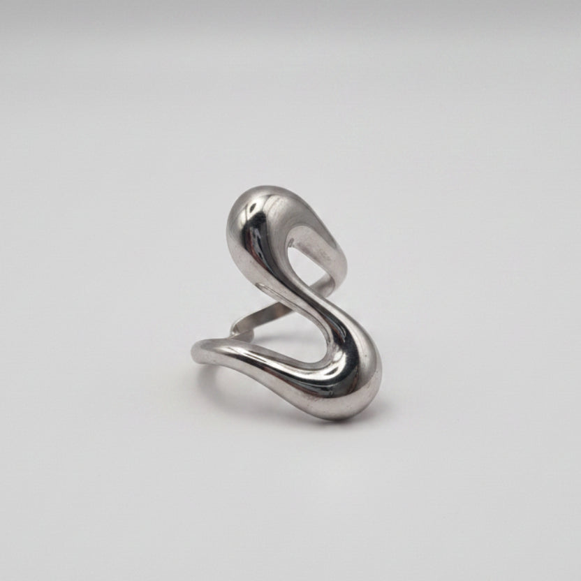 RVS statement ring Wavy BY SANNE zilver
