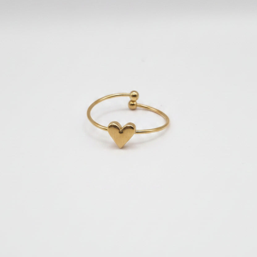 RVS verstelbare ring Small Heart BY SANNE goud