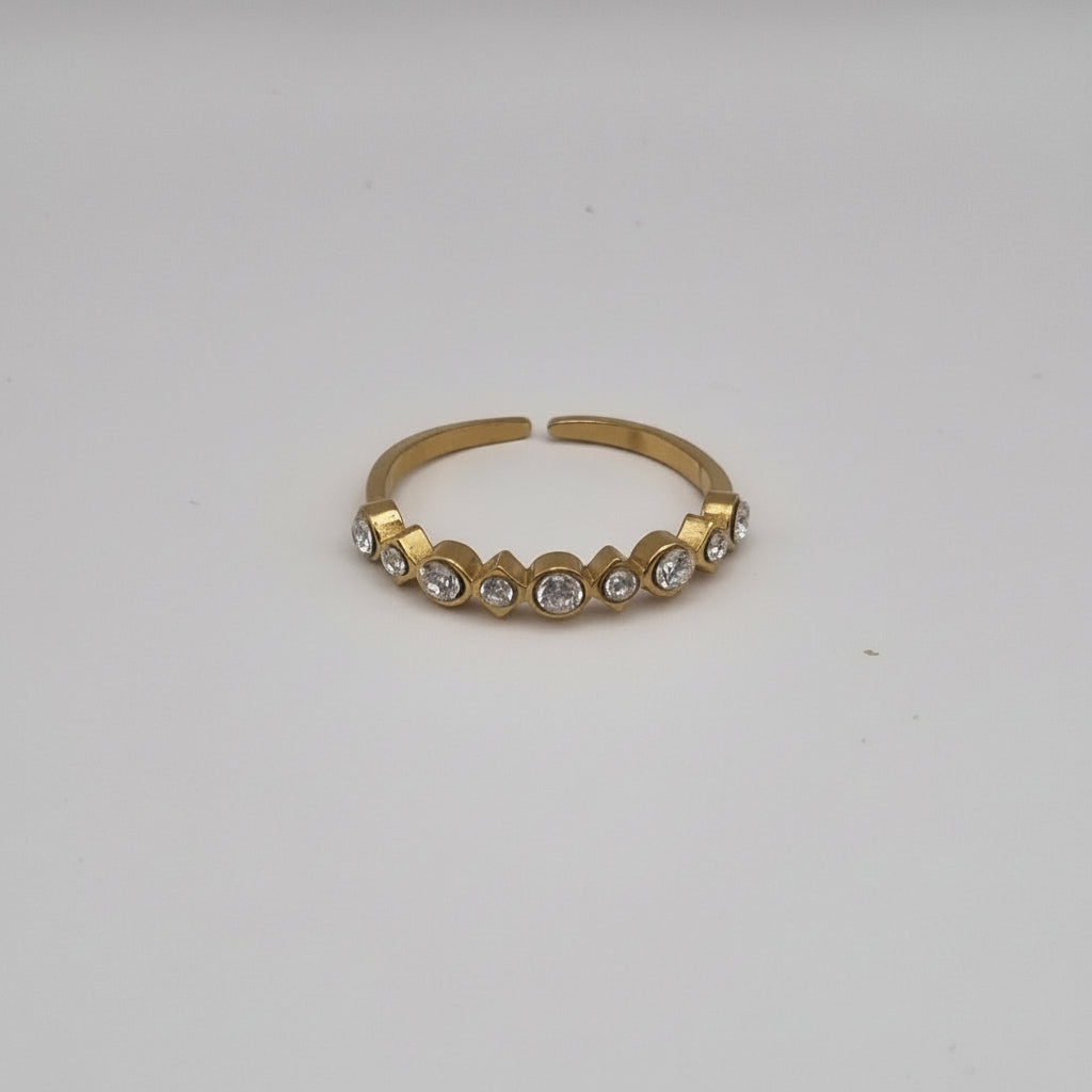 RVS verstelbare ring Trinity goud BY SANNE
