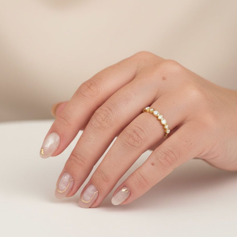 RVS verstelbare ring Trinity goud BY SANNE