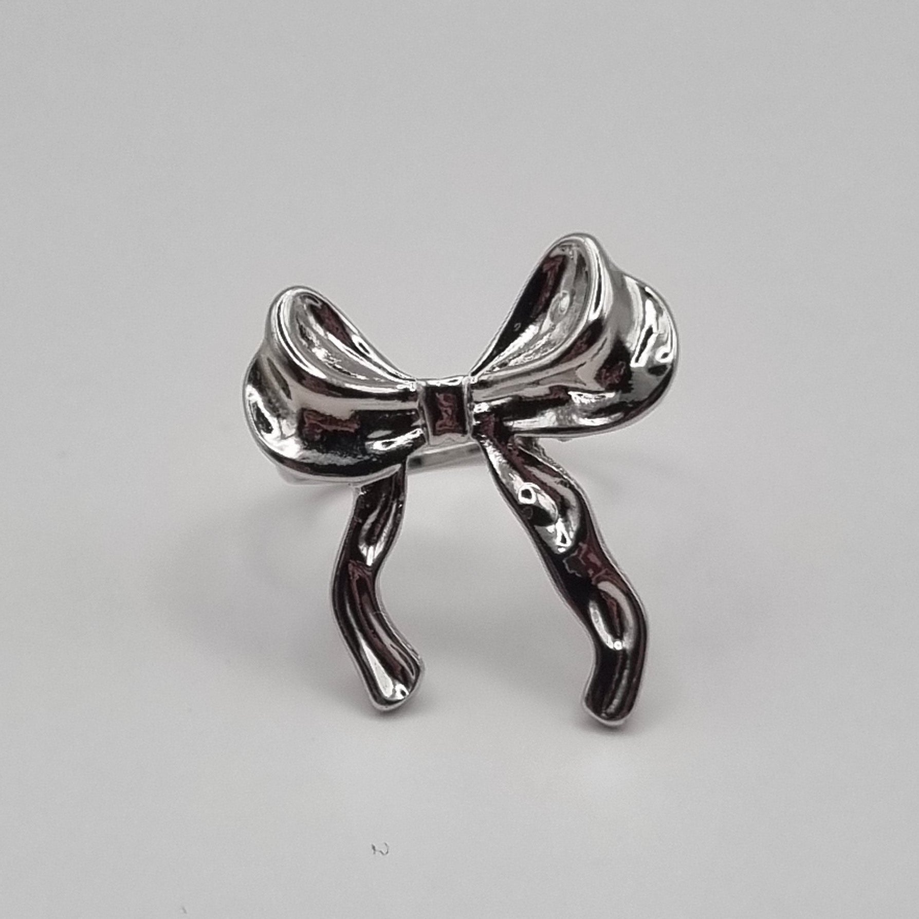 Verstelbare rvs stainless steel ring strik zilver