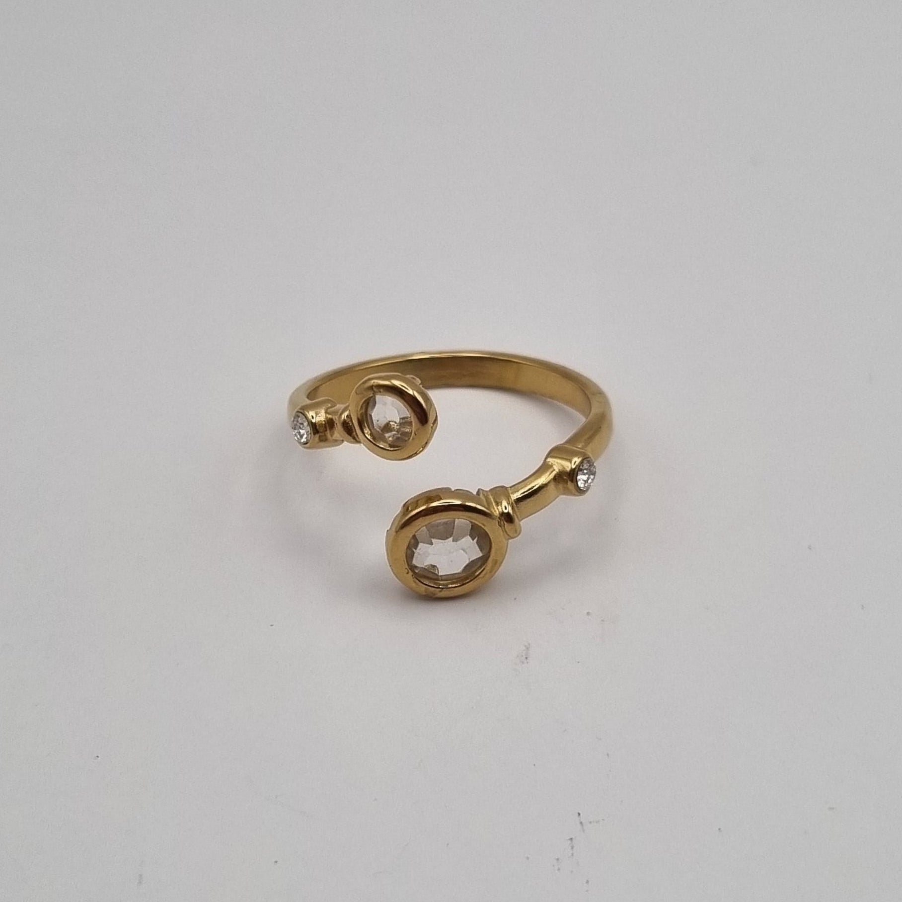 Ring RVS dubbel met zirconia BY SANNE goud
