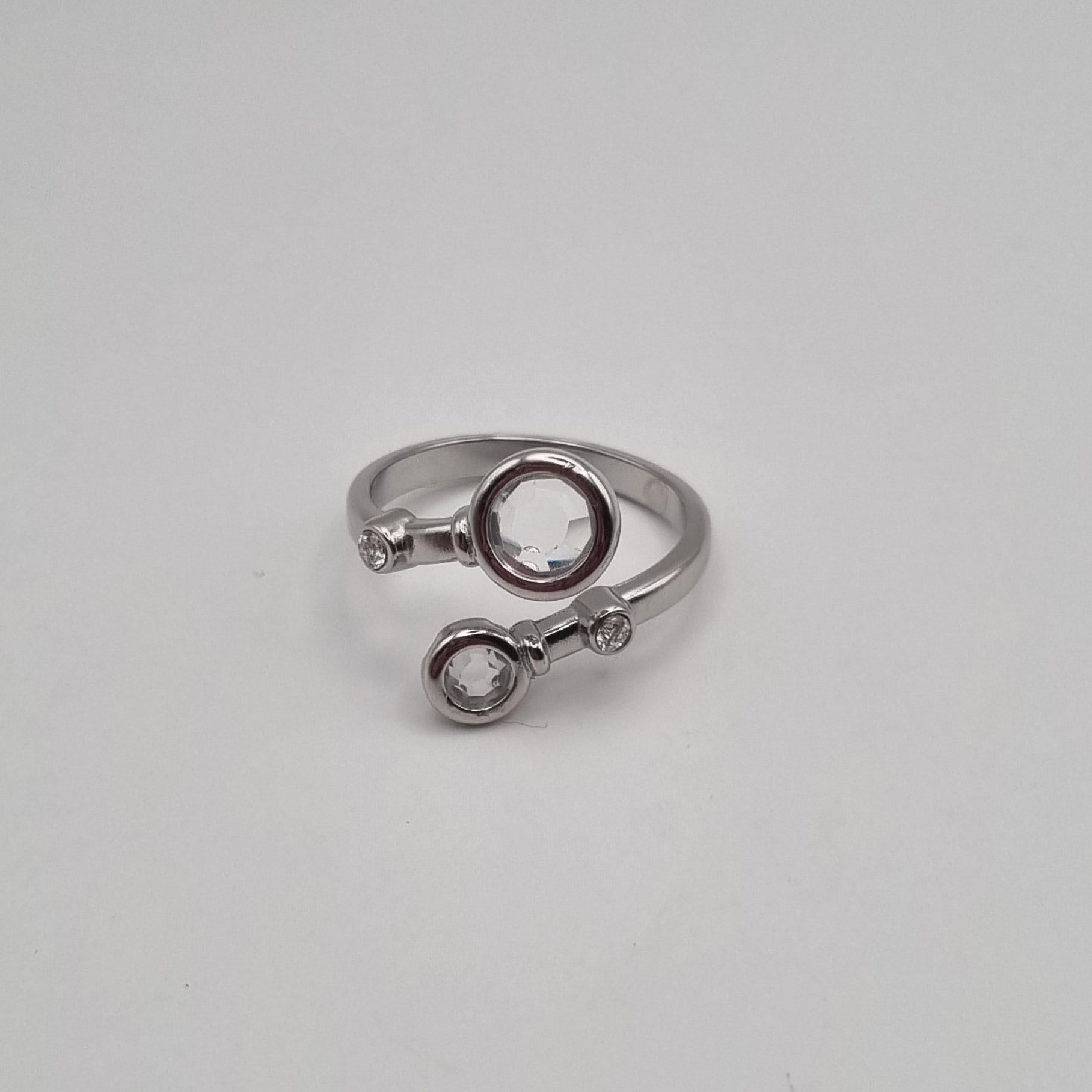 Ring RVS dubbel met zirconia BY SANNE zilver