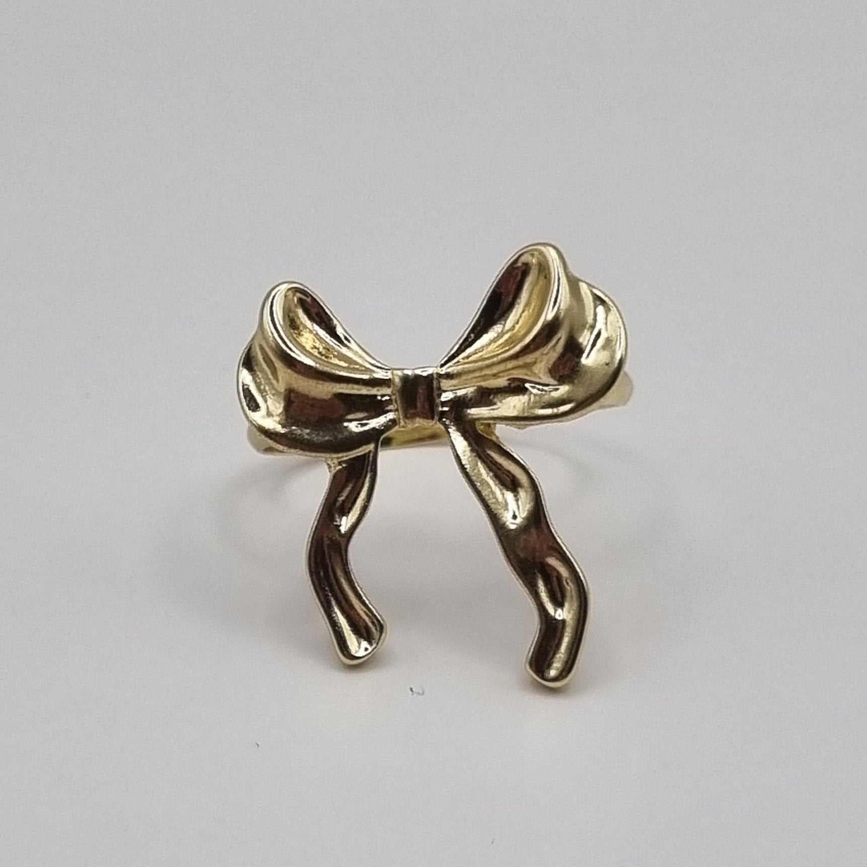 Verstelbare gouden rvs stainless steel ring strik