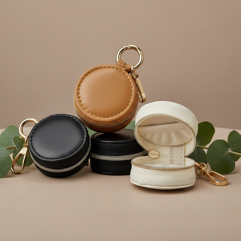 Sieradendoos keychain zwart bruin wit BY SANNE travel case