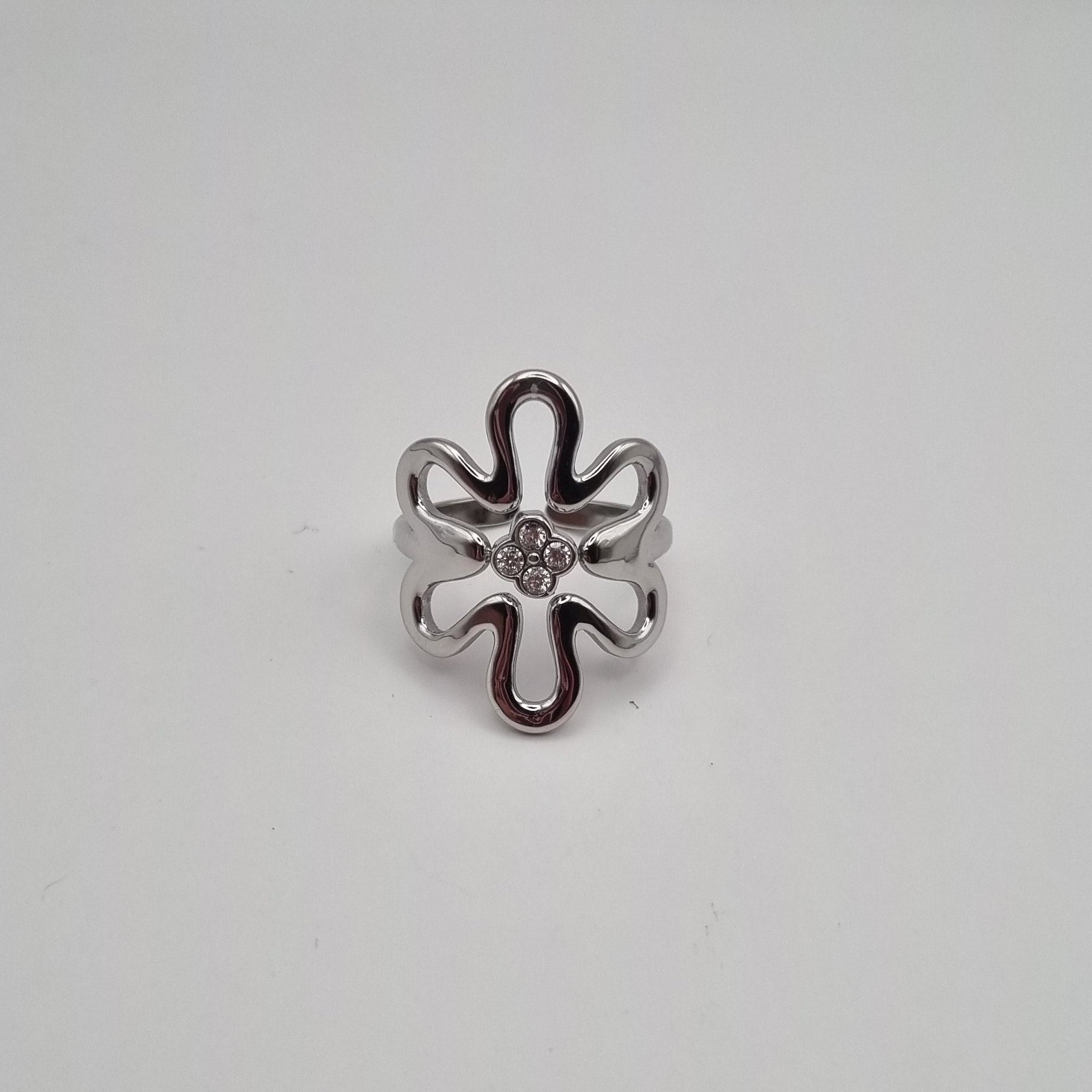 Statement ring bloem BY SANNE RVS zilver