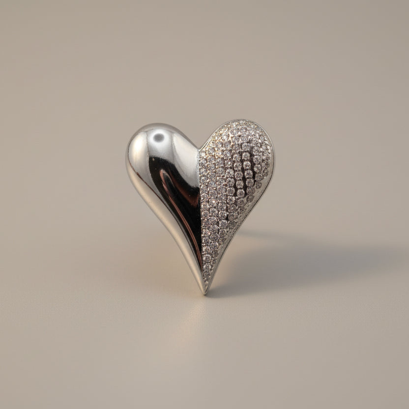 Statement ring hart BY SANNE RVS zilver